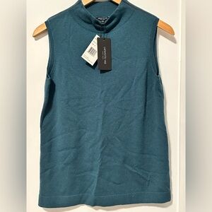 NWT Lafayette 148 Mock Neck Sleeveless Sweater in Disco Teal size Medium